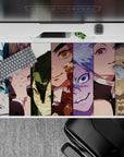 Anime mouse pad 40x20 inches featuring Hashira from Demon Slayer in a vibrant vertical collage with bold colors.