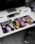 Anime desk pad 36x16 in, featuring Demon Slayer Hashira in a vibrant vertical collage, capturing intense expressions.