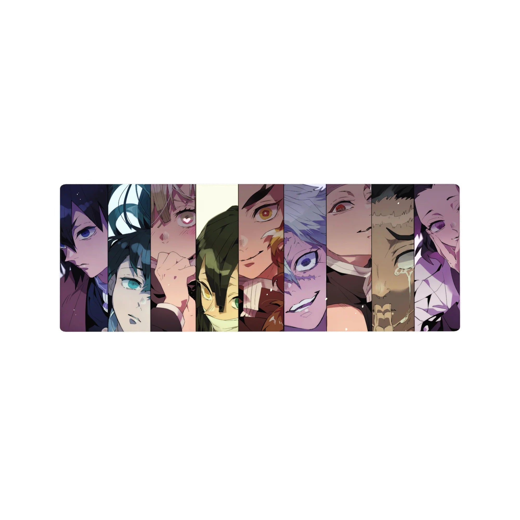 Anime mouse pad 32x12 inches featuring Hashira from Demon Slayer with vibrant colors and intense expressions.