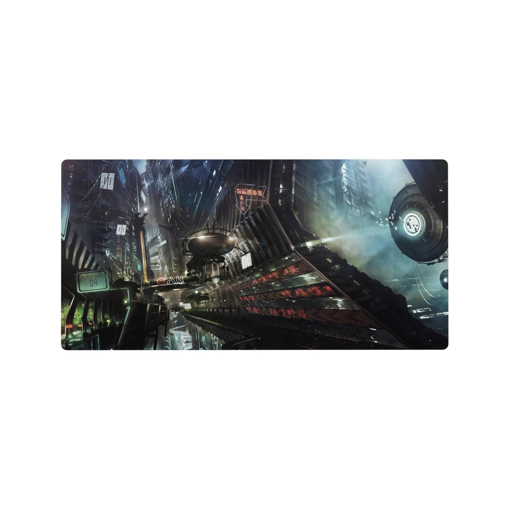 Cyberpunk Landscapes Deskmat | Mousepad | Deskpad - Cyber Skies