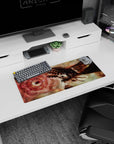28x12 inches anime mouse pad showing a broken steel hand reaching through smoke toward a crimson stone.