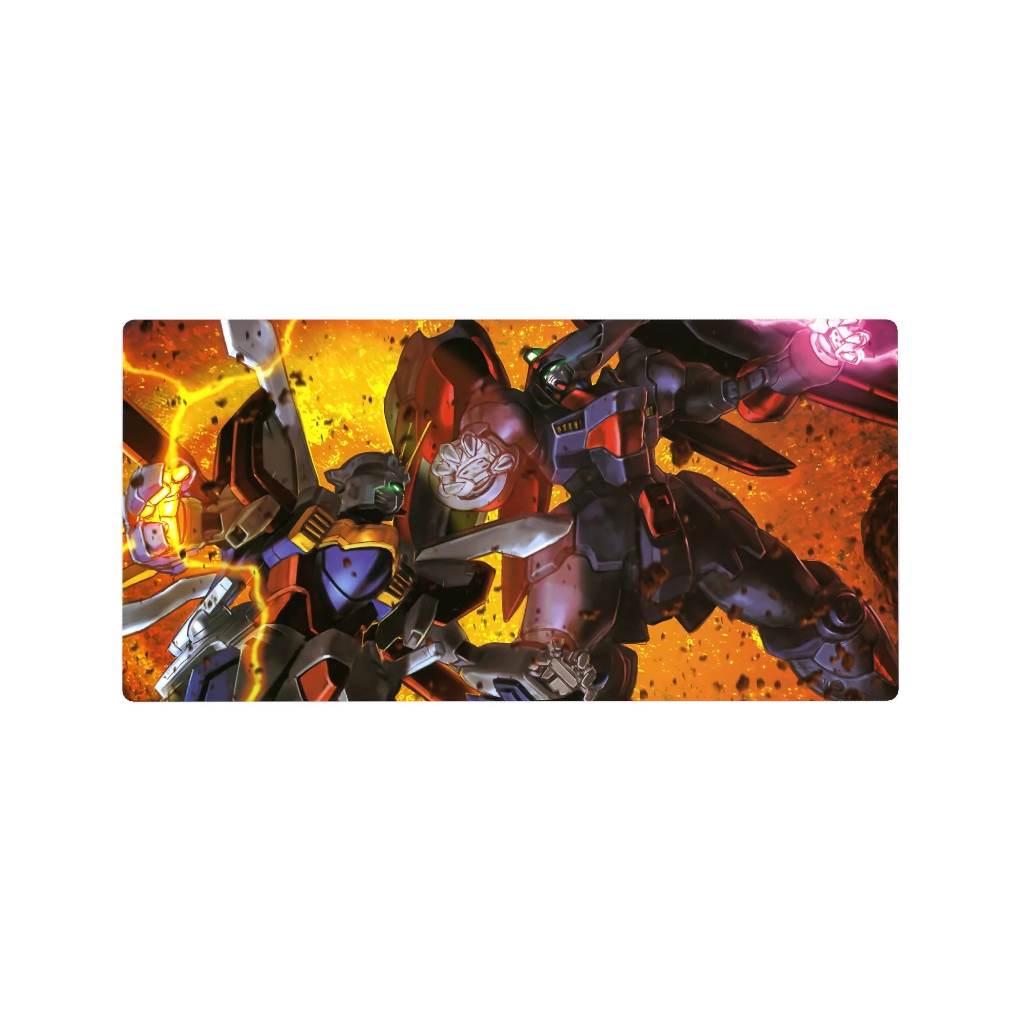 32x16 inches anime mouse pad featuring mecha clash art with bold shadows, clean edges, and comic energy.