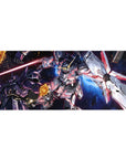 36x16 inches anime desk pad with Gundam battle art, neon psycho-frame accents and sleek glide surface.