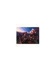 Classic anime mouse pad 14x10 inches with traveler and fox-eared girl in wagon at sunset horizon.