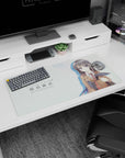 32x16 inches Mai Sakurajima Bunny Girl Senpai mouse pad, smiling school uniform girl holding bunny ears.