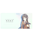 32x16 inches anime girl mouse pad with mint background, blazer schoolgirl, violet eyes, bunny ears accessory.