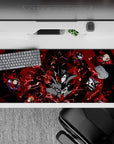 Anime desk pad 36x16 inches featuring Joker and the Phantom Thieves from Persona 5, vibrant reds and shattered glass design.