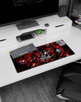 Anime mouse pad 28x12 inches featuring Joker and Phantom Thieves from Persona 5 with shattered glass and bold reds.
