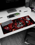 Anime desk pad 36x16 inches featuring Joker and the Phantom Thieves from Persona 5, with shattered glass and bold reds.