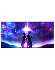 32x16 inches anime mouse pad with back-to-back silhouettes under a violet galaxy and glowing music notes.