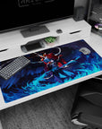 Blue flames surround Joker and Arsène on this 40x20 inch Persona 5 anime mouse pad, blending vivid colors and dynamic action.