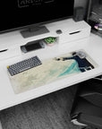 32x12 inches anime mouse pad showing spiky-haired fighter in black with fingerless gloves pointing forward.