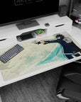 40x20 inches anime desk pad showing spiky-haired fighter pointing forward in fingerless gloves.