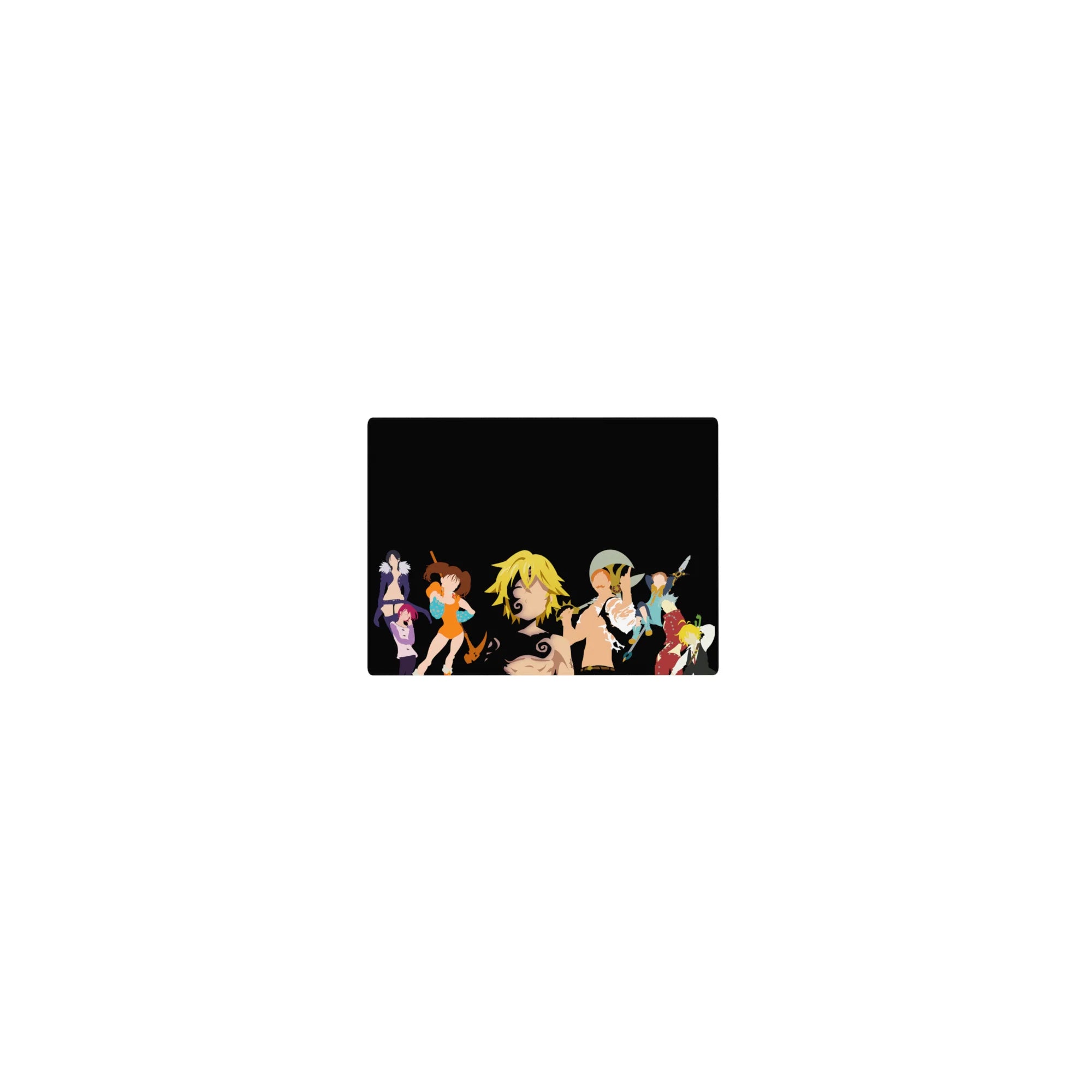 Classic anime mouse pad 14x10 inches with black backdrop and lineup of heroes in action poses.