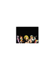 Classic anime mouse pad 14x10 inches with black backdrop and lineup of heroes in action poses.