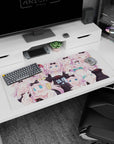 36x16 inches desk pad featuring Chika Fujiwara in silly faces, smug to shocked to snack-hunting collage.