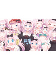 40x20 inches anime girl desk pad with Chika Fujiwara collage, cute bows, and playful expressions.