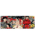 32x12 inches anime mouse pad with Akira-style collage, bikes, soldiers, and panel-packed city chaos.