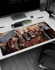 40x20 inches anime girl desk pad with blue-haired girl spreading sleeves, festival kimonos at sunset.