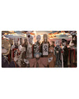 32x16 inches anime girl mouse pad with kimono lineup, fur trims, obi knots, and a calligraphy banner.