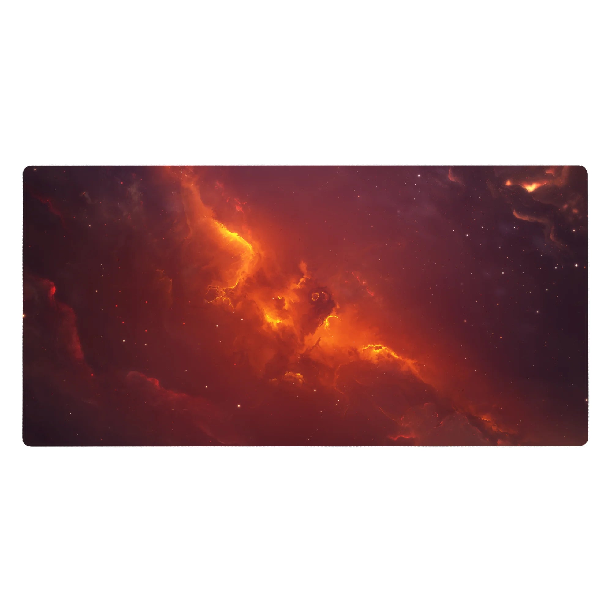 Nebula galaxy desk pad mouse pad, 40x20 inches, with swirling gradients and tiny star specks.