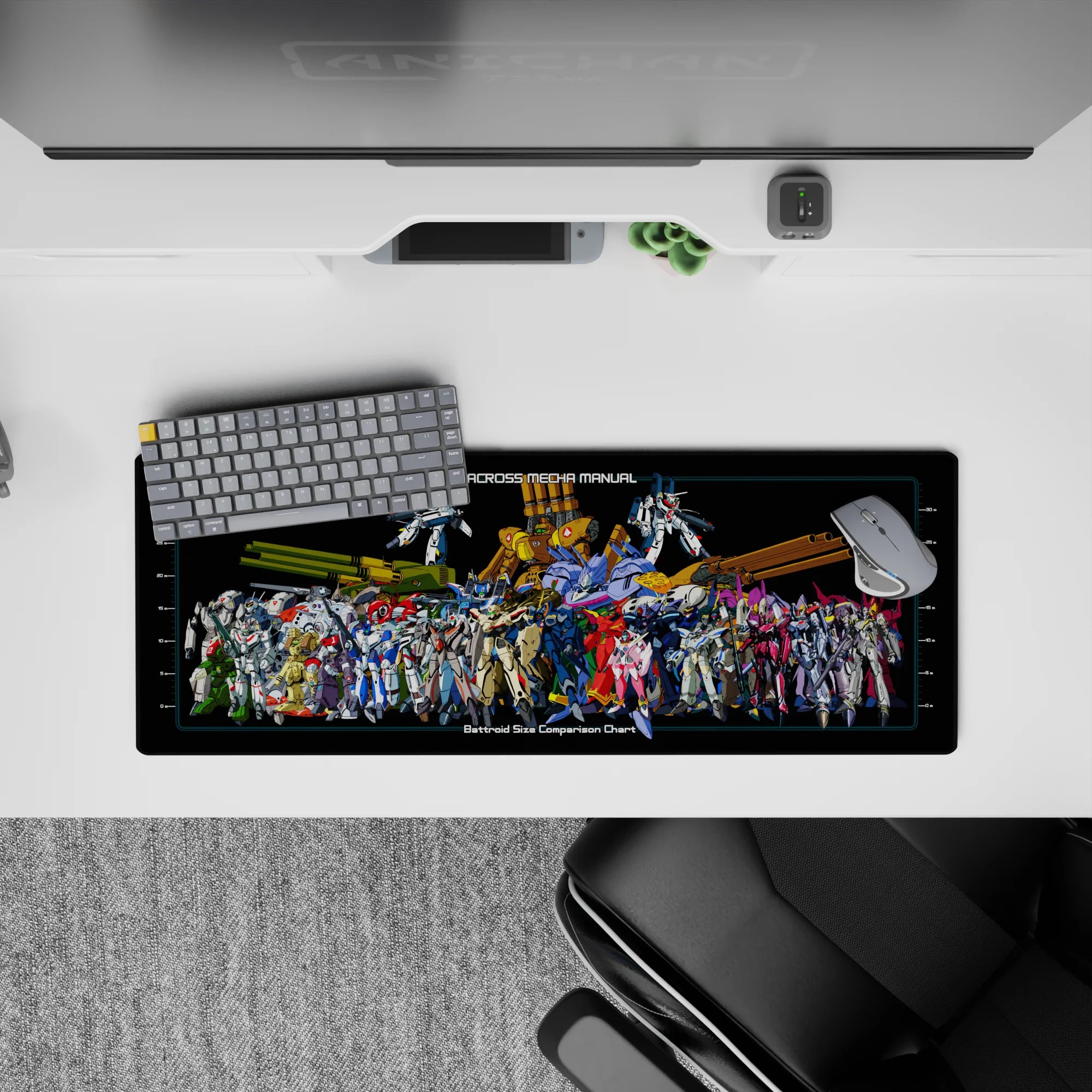 Retro hangar manual vibe mouse pad 32x12 inches in bold reds, icy blues, greens, and neon magenta.