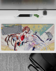 Warm cream, gold, and blush anime girl mouse pad 32x16 inches with crisp linework and soft charm.