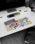28x12 inches anime girl mouse pad showing two ribbon-haired shrine maidens sweeping across a petal trail.