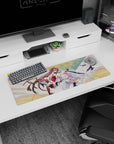 32x12 inches anime girl mouse pad showing a graceful duo with long hair ribbons sweeping past.
