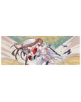 32x12 inches anime girl mouse pad with two shrine fantasy girls in flowing red and white robes.