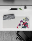 28x12 inches anime mouse pad in creamy white with soft snowflakes and a cozy pastel winter glow.
