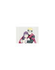 14x10 inches classic anime mouse pad with Naruto and Hinata in a snowy winter hug on a creamy backdrop.