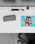 14x10 inches classic anime girl mouse pad in dreamy pastel gradients, aqua sparkle, cute magical vibe.