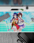 40x20 inches kawaii anime desk pad in pastel zigzags, aqua dots, and soft gradients for a magical vibe.