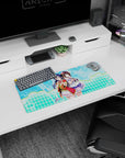 28x12 inches Love Live mouse pad featuring Umi Sonoda and Dia Kurosawa in red-trim and lilac frills.