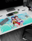40x20 inches Love Live mouse pad featuring Umi and Dia in red-trim outfits with lilac frills and flower clip.