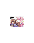 Classic anime girl mouse pad 14x10 inches with two girls, horn accessories, headphones, pastel shapes.