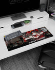 32x12 inches Kurumi Tokisaki Date A Live mouse pad, grinning with mismatched eyes amid shattered glass.