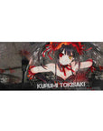Anime girl desk pad 36x16 inches with Kurumi-inspired street backdrop, shattered glass, and twin tails.