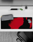 32x12 inches anime mouse pad in bold crimson with smoky shadows and Akatsuki mood for intense gaming setups.