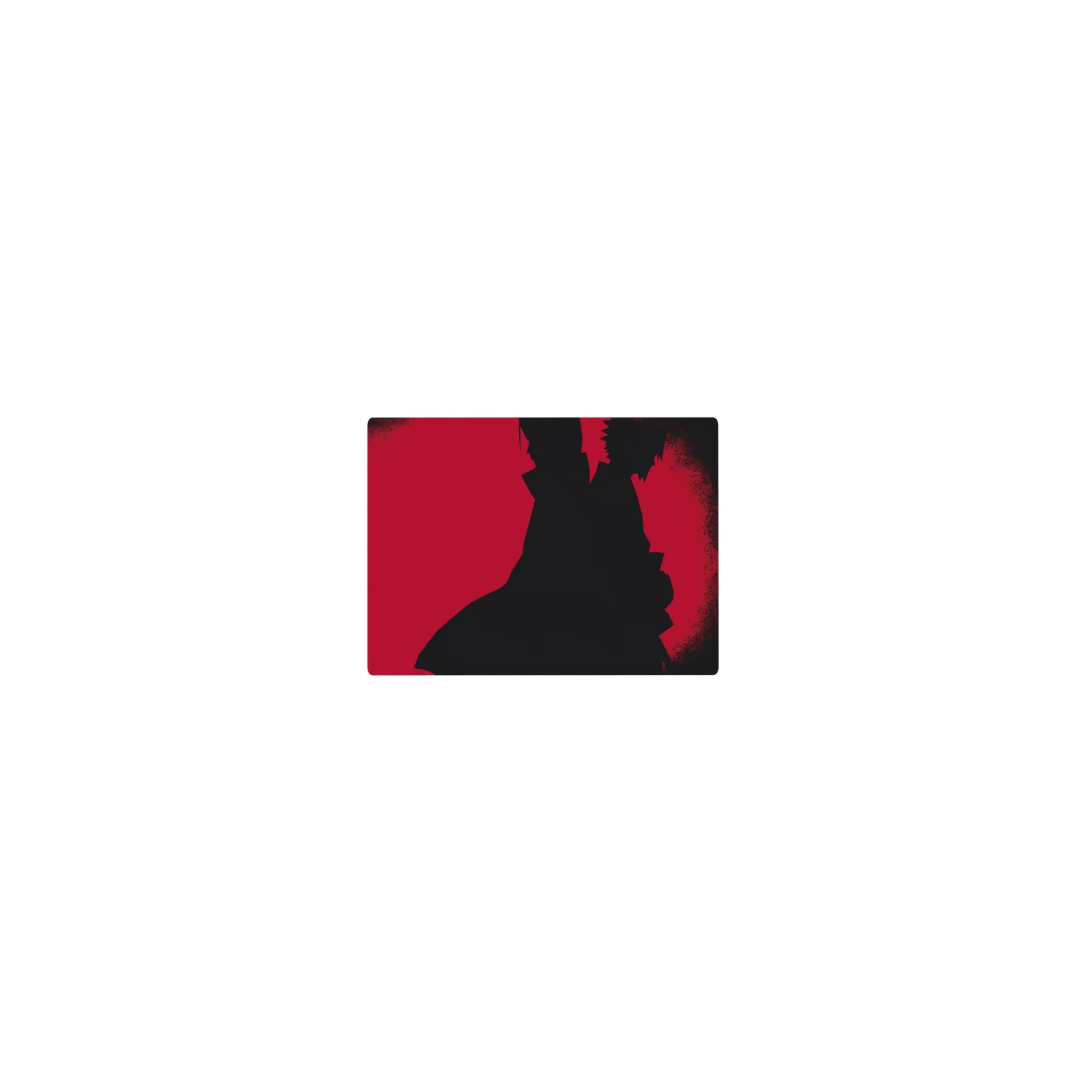 Classic anime mouse pad 14x10 inches with Itachi silhouette, flowing cloak, and gritty Akatsuki design.