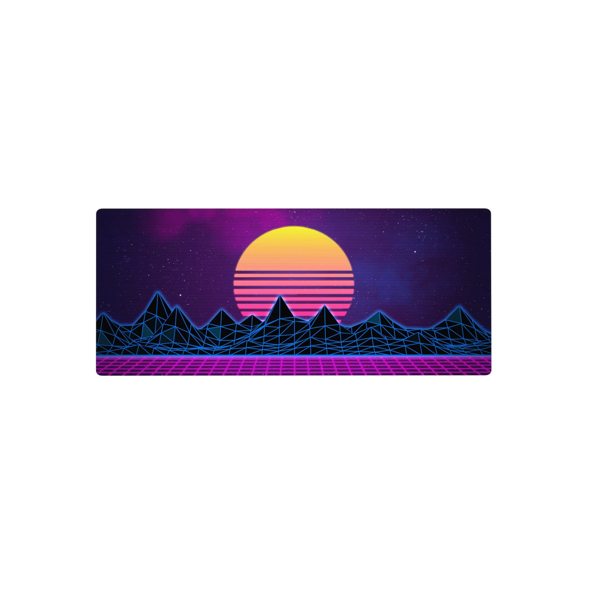 Retrowave - Vaporwave Deskmat | Mousepad | Deskpad - Neon Horizon Peaks - AniChan