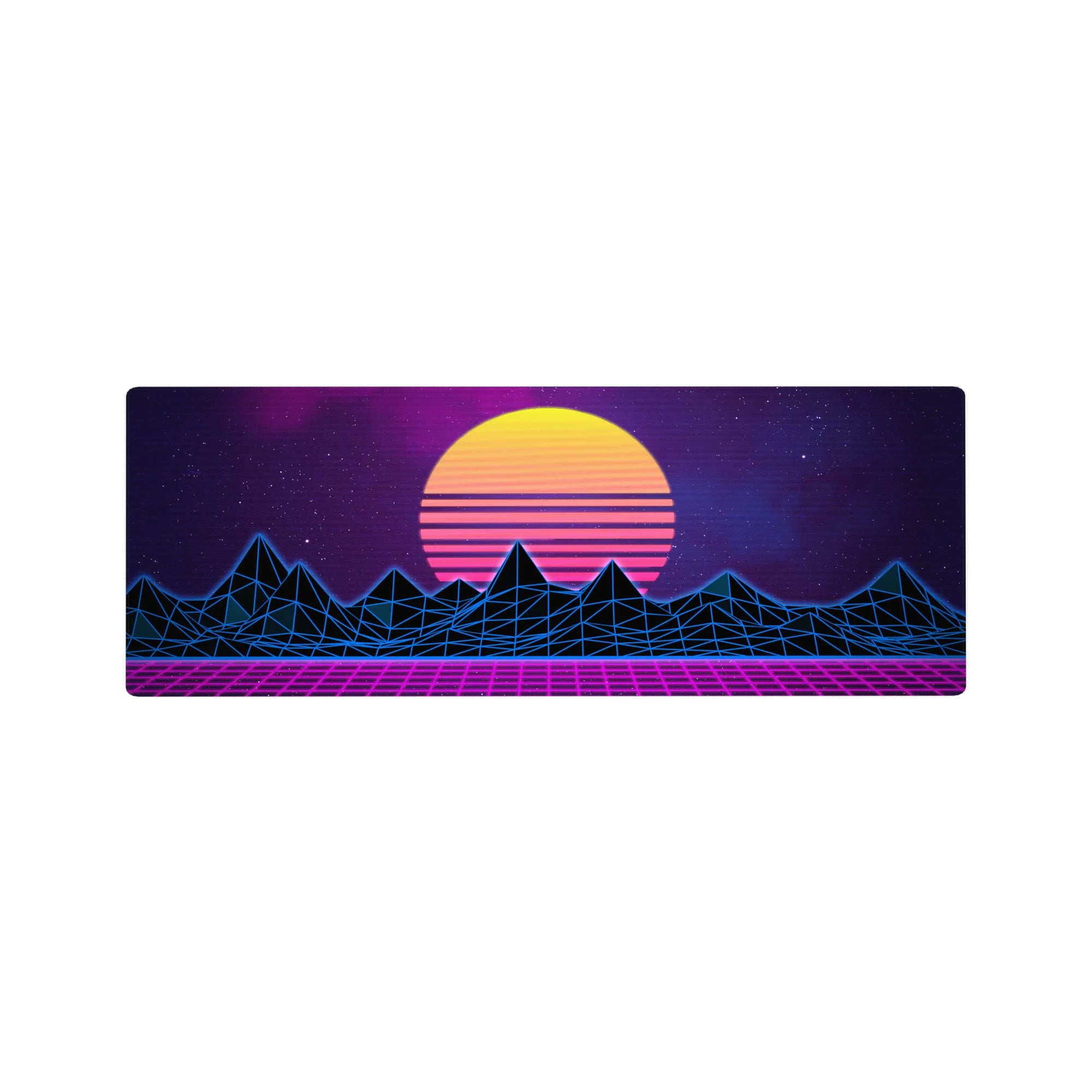 Retrowave - Vaporwave Deskmat | Mousepad | Deskpad - Neon Horizon Peaks - AniChan