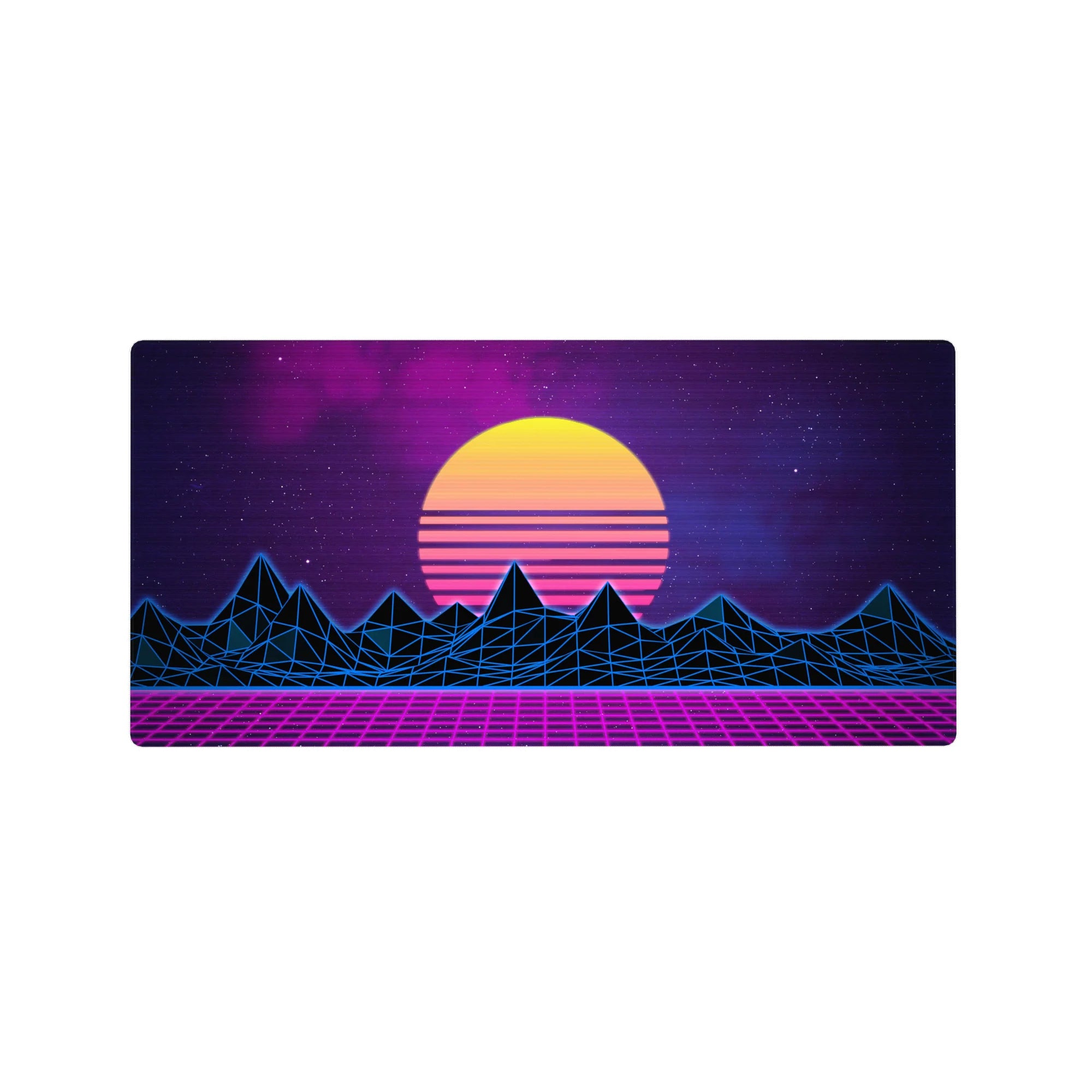 Retrowave - Vaporwave Deskmat | Mousepad | Deskpad - Neon Horizon Peaks - AniChan