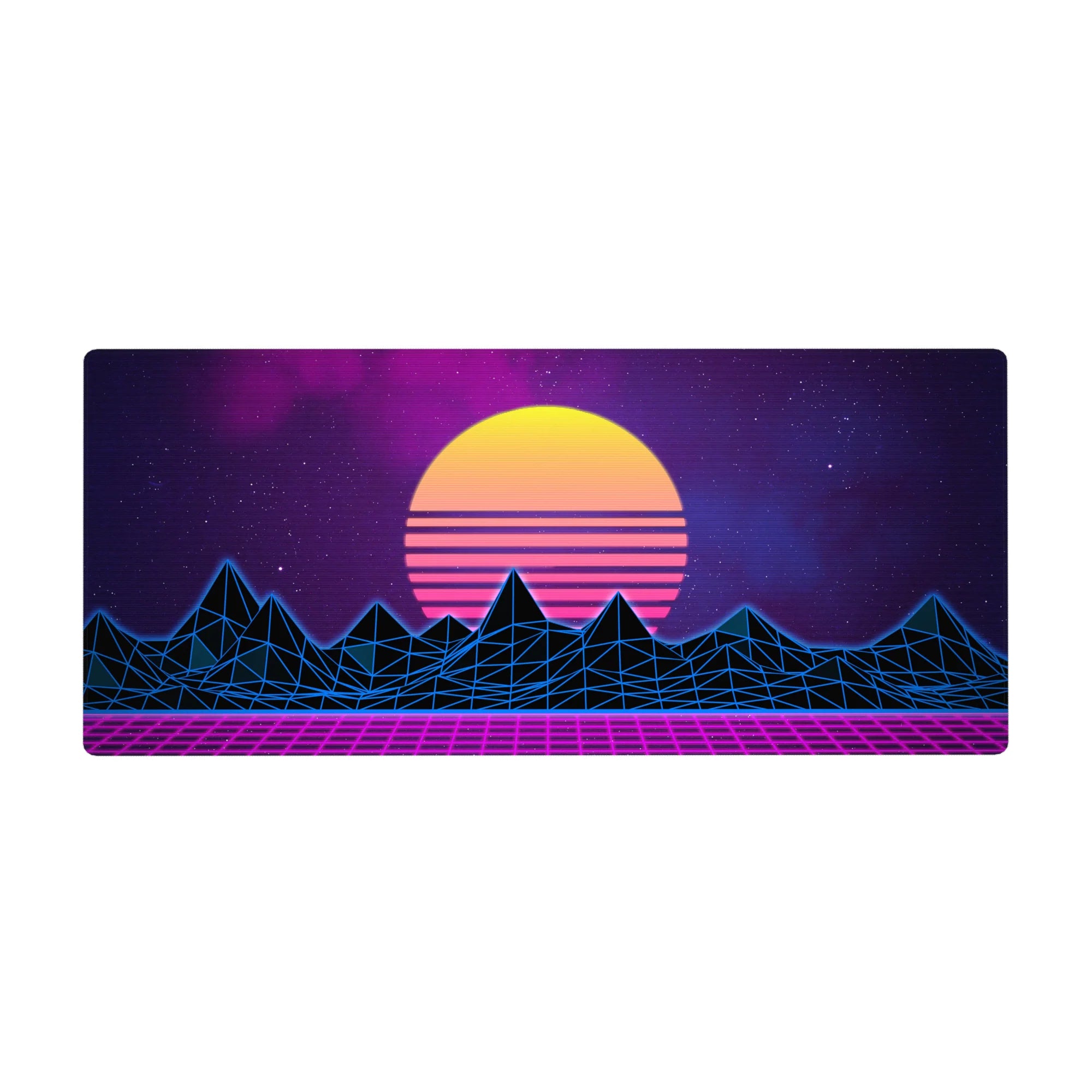 Retrowave - Vaporwave Deskmat | Mousepad | Deskpad - Neon Horizon Peaks - AniChan