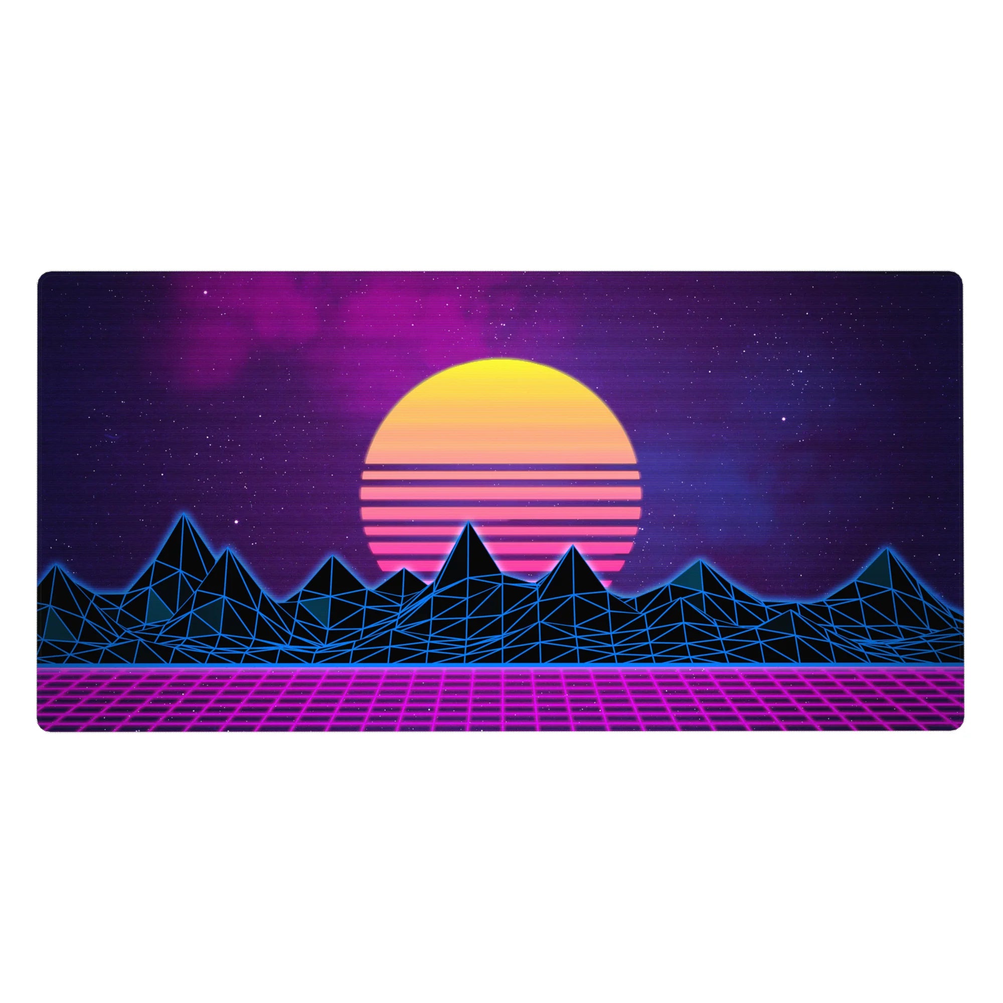 Retrowave - Vaporwave Deskmat | Mousepad | Deskpad - Neon Horizon Peaks - AniChan