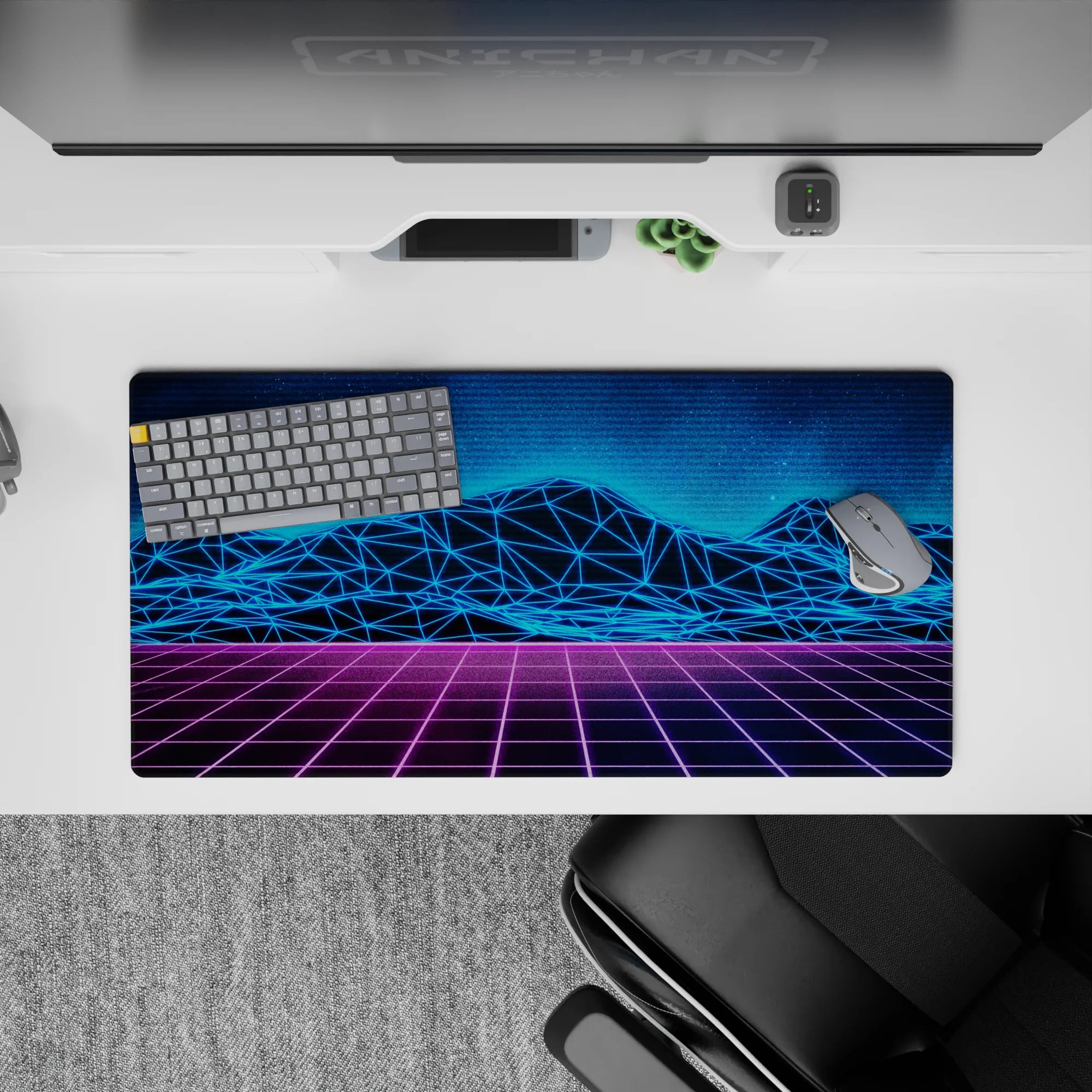 Retrowave - Vaporwave Deskmat | Mousepad | Deskpad - Digital Gridscape - AniChan