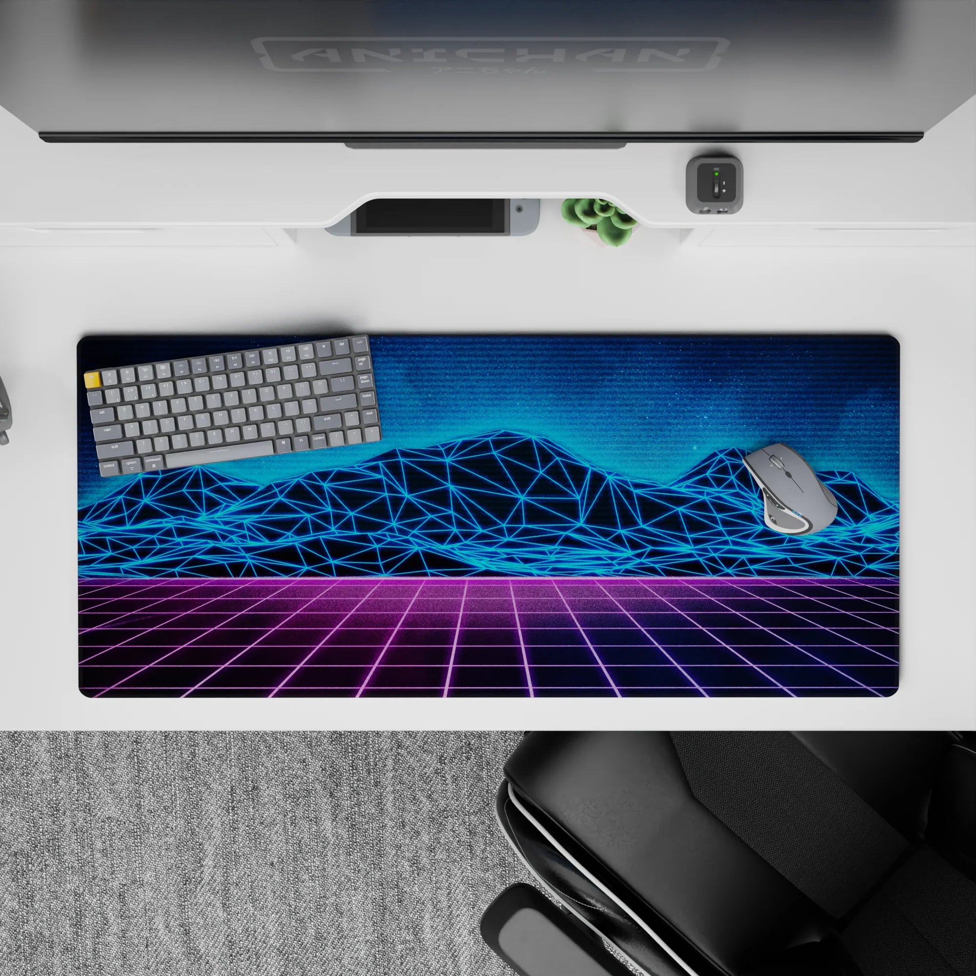 Retrowave - Vaporwave Deskmat | Mousepad | Deskpad - Digital Gridscape - AniChan