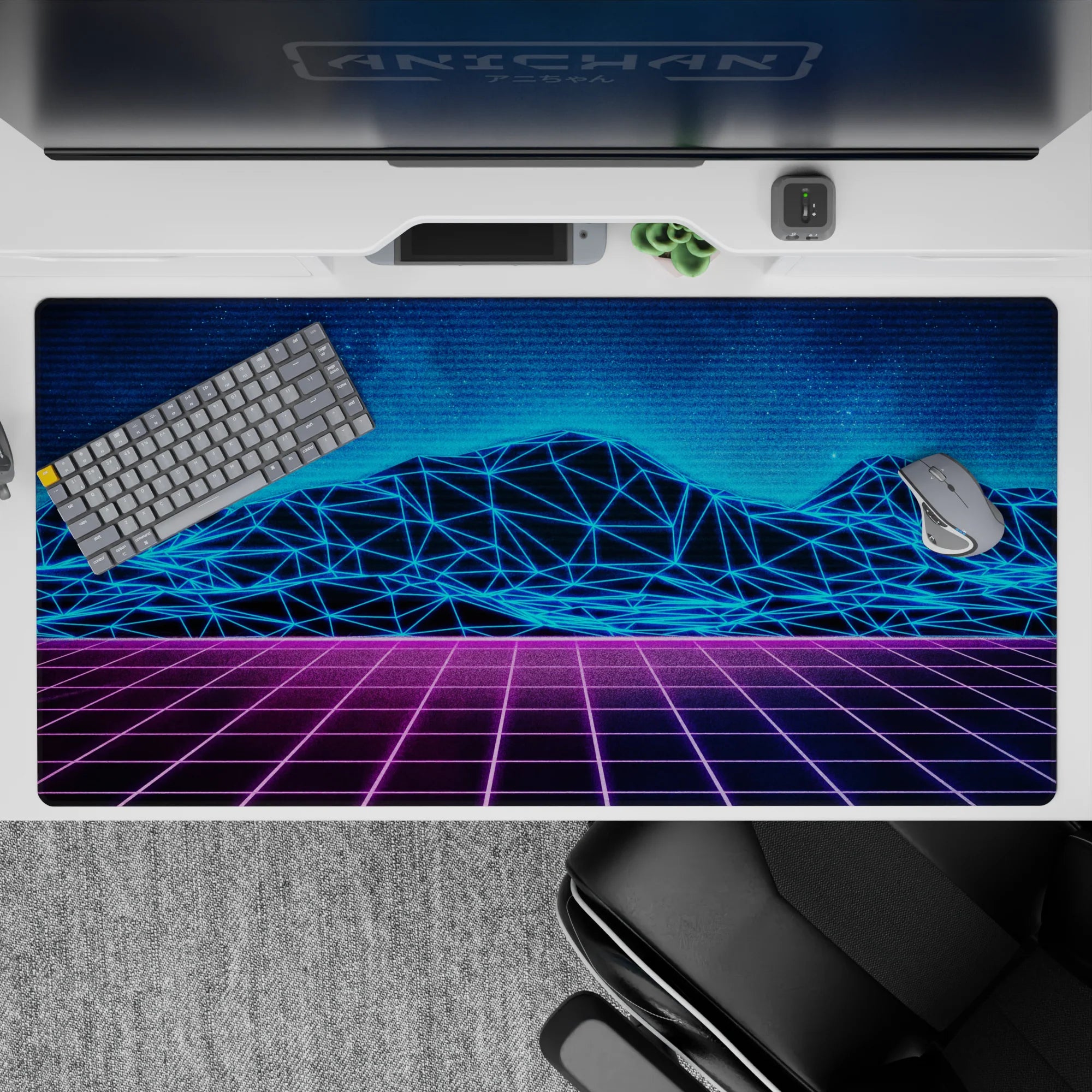 Retrowave - Vaporwave Deskmat | Mousepad | Deskpad - Digital Gridscape - AniChan