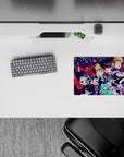Classic anime mouse pad 14x10 inches in hot magenta and electric blue, loud neon chaos vibe.